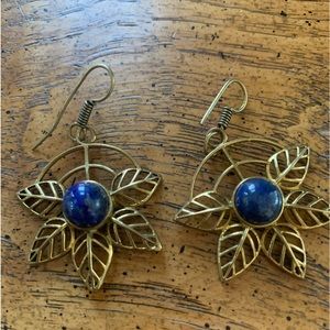 Bronze and lapis lazuli earrings